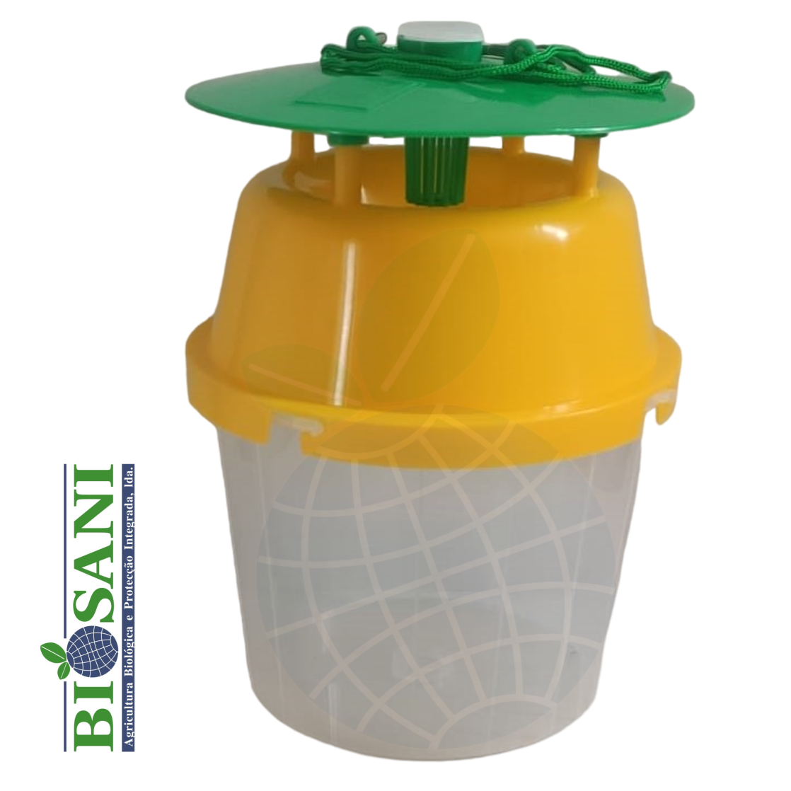Armadilha tipo funil amarelo e transparente